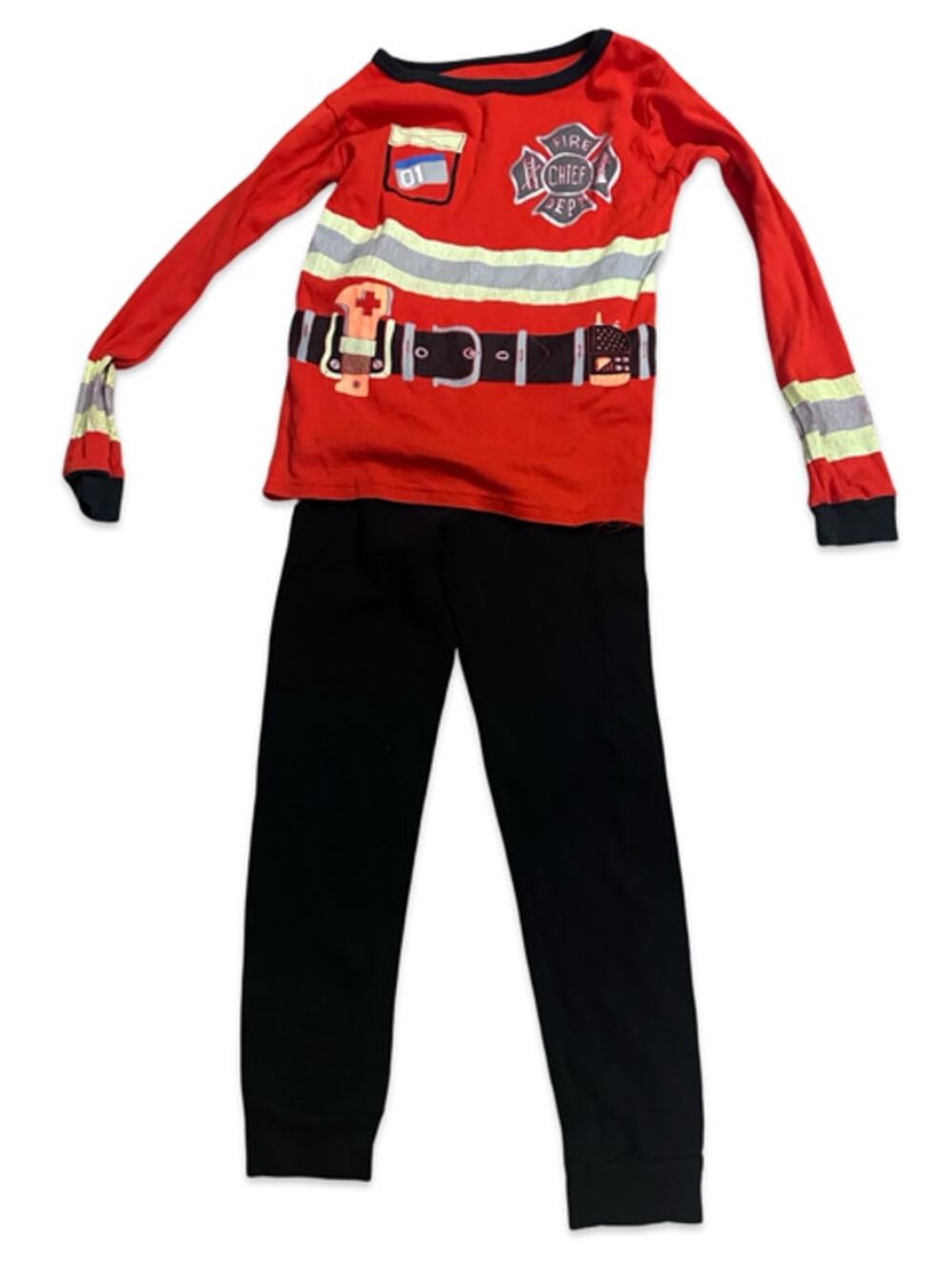 OshKosh Boys Firefighter Pajama Set Size 8 Red Black
